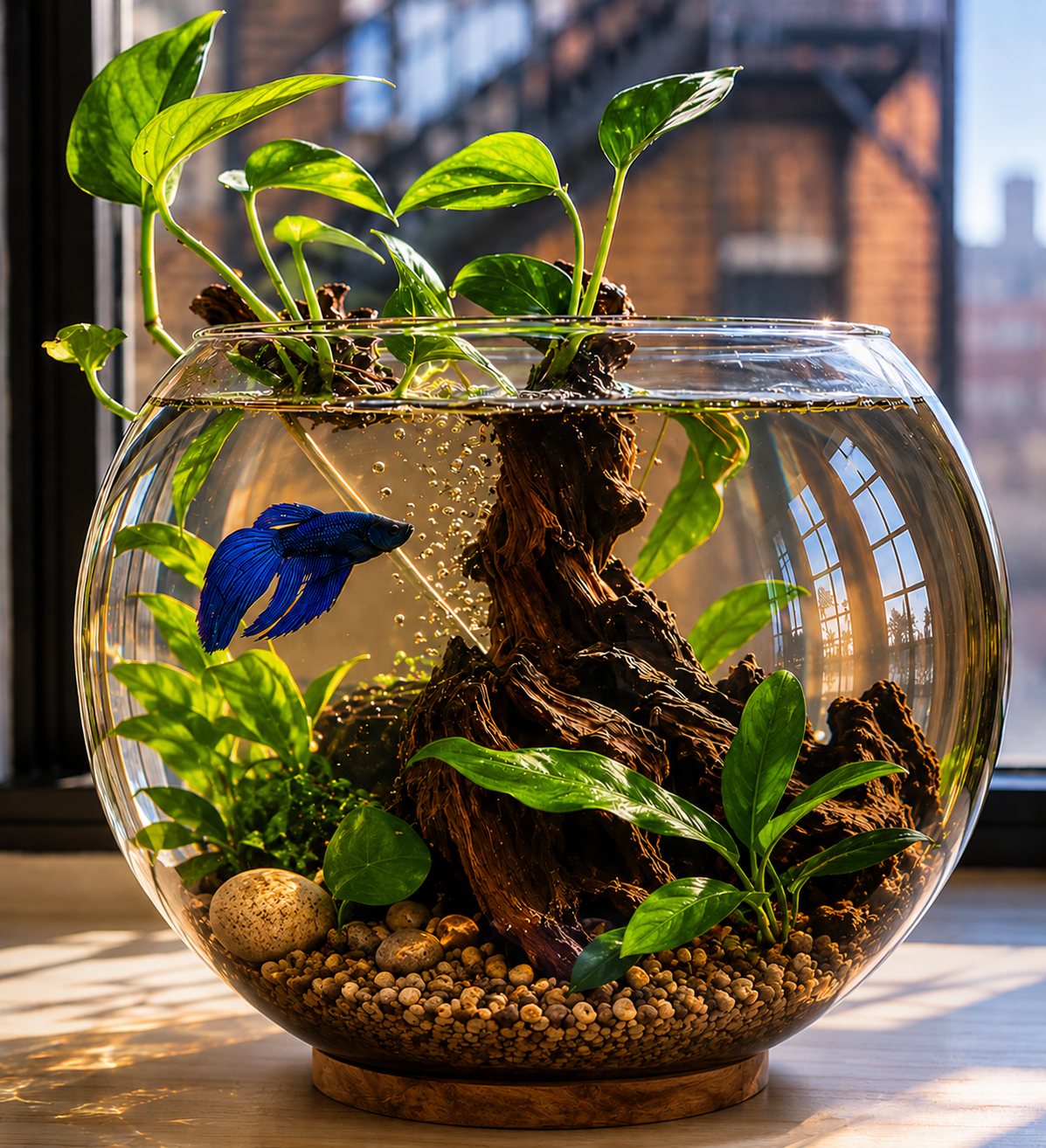 Living Ecosystem Fishbowl Kit – 12” Bubble Vase Aquascape