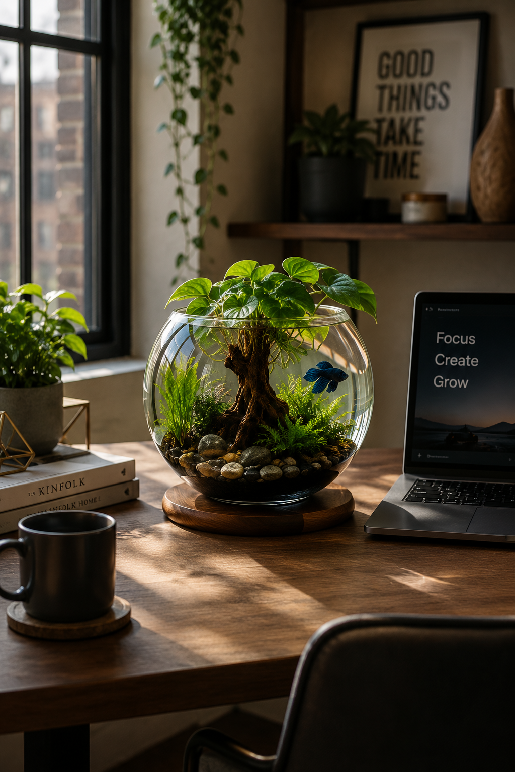 Living Ecosystem Fishbowl Kit – 12” Bubble Vase Aquascape