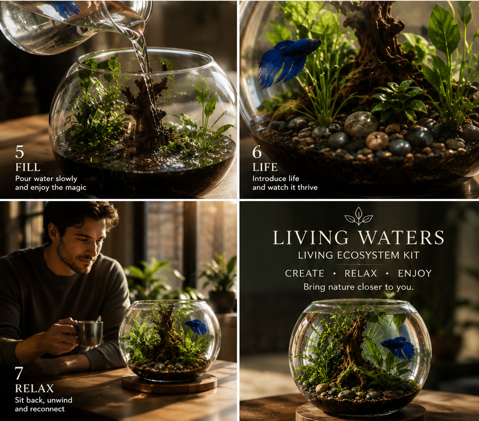 Living Ecosystem Fishbowl Kit – 12” Bubble Vase Aquascape